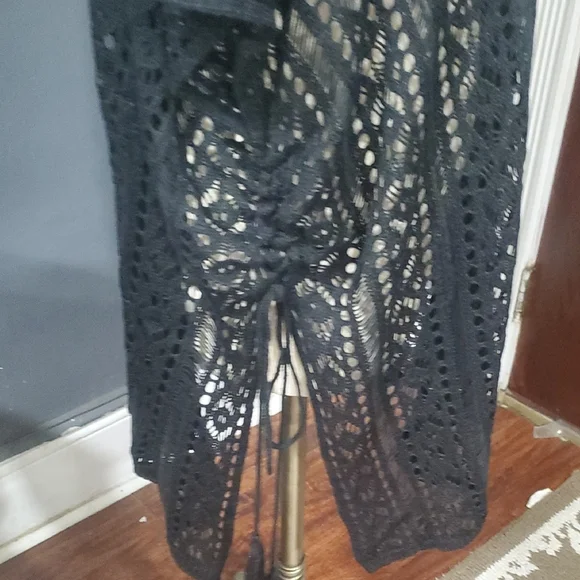 Chic Black Lace Blouse Swim Cover Up - Picture 6 of 11